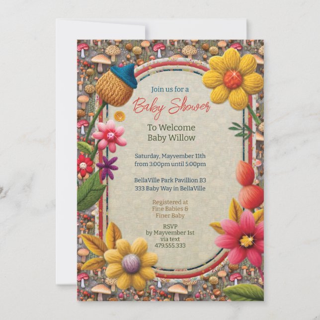 Mushroom Nature Party Dusche Einladung (Vorderseite)