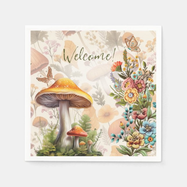 Mushroom Nature Themendusche Napkins Serviette (Vorderseite)