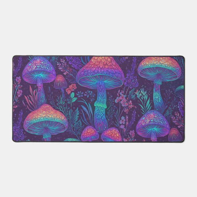 Mushroom Neon Forest Dreamscape Schreibtischunterlage (Vorderseite)