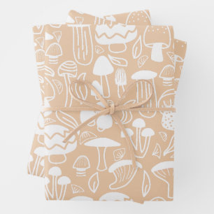 Mushroom Pastel Brown Geschenkpapier Set
