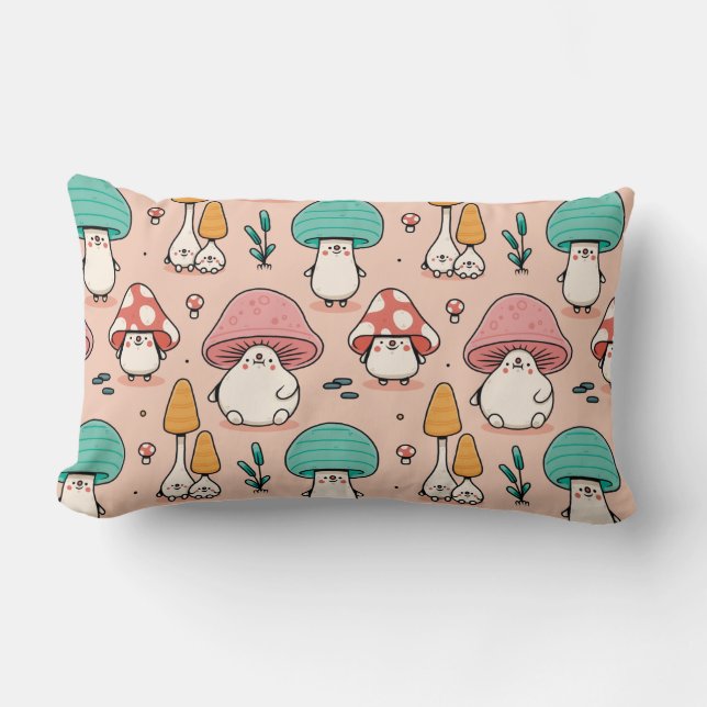 Mushroom Pattern Lumbar Pillow Lendenkissen (Vorderseite)