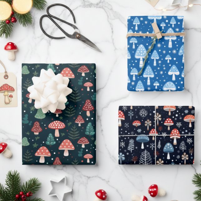 Mushroom Pattern Weihnachtsfeiertag Kernstück Geschenkpapier Set (Von Creator hochgeladen)