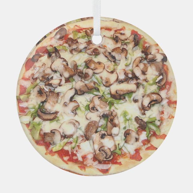 Mushroom Pizza Realistisches Essen Weihnachten Ornament Aus Glas (Vorderseite)