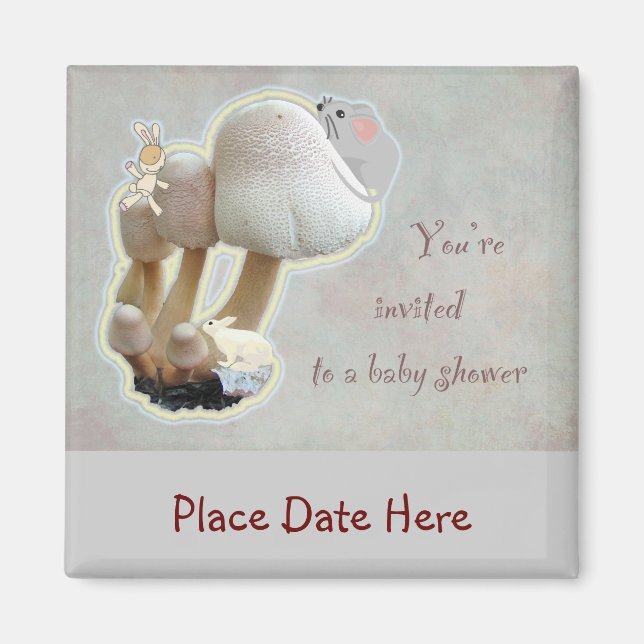 Mushroom Playground Kinderdusche Einladung Magnet (Vorne)