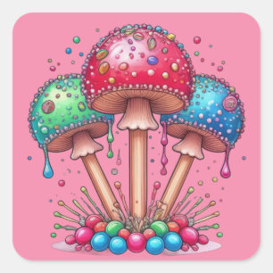 Mushroom-Pop Quadratischer Aufkleber