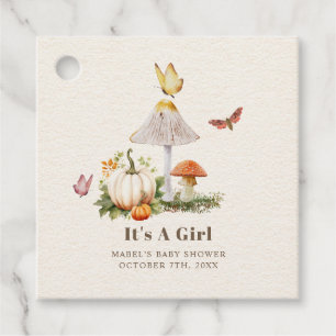 Mushroom Pumpkin Butterfly Woodland Babydusche Geschenkanhänger
