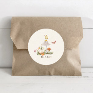 Mushroom Pumpkin Butterfly Woodland Babydusche Runder Aufkleber
