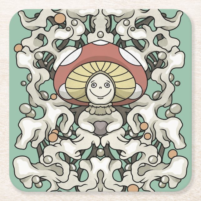 Mushroom Rechteckiger Pappuntersetzer (Vorderseite)