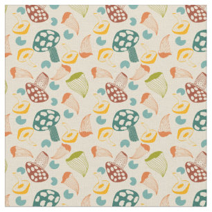 Mushroom Retro Muster Mitte Jahrhundert Stoff