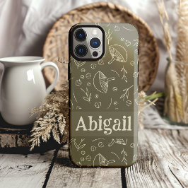 Mushroom Sage Green Woodland Design Funky Boho Case-Mate iPhone 14 Hülle