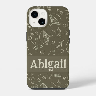 Mushroom Sage Green Woodland Design Funky Boho iPhone 14 Hülle