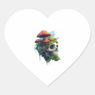 Mushroom Skull Grove Herz-Aufkleber