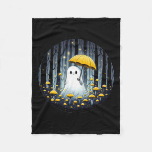 Mushroom Spooky Ghost Halloween Gelben Schirm Fleecedecke