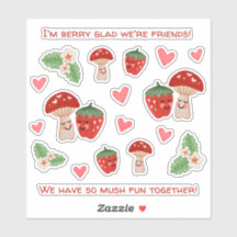 Mushroom Strawberry Valentine Aufkleber