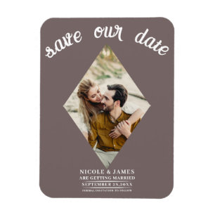 Mushroom Taupe Foto Wedding Save the Date Magnet