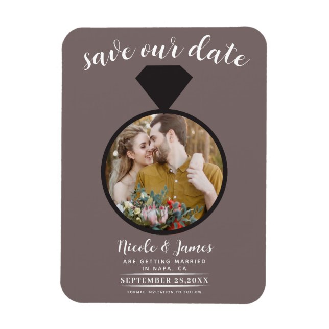 Mushroom Taupe Wedding Ring Foto Save the Date Magnet (Vertikal)