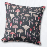 Mushroom Toadstool Fungi Kissen<br><div class="desc">Pilze, Toiletten und Pilze auf dunklem Hintergrund. Perfekt für Herbst oder Herbst, oder zu jeder Zeit. Originelle Kunst von Nic Squirrell.</div>