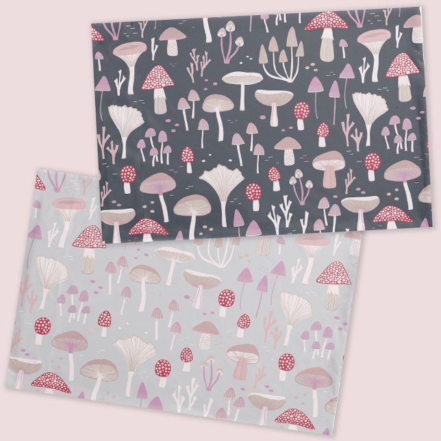 Mushroom Toadstool Fungi Reversible Kissenbezug (Mushroom toadstool and fungi reversible pillow case)