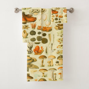 Mushroom Vintag Toadstool Antike Illustration Badhandtuch Set