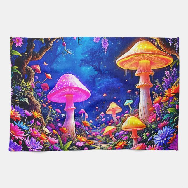 Mushroom-Wald Geschirrtuch (Horizontal)