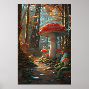Mushroom-Wald verzaubert - Weideland Poster