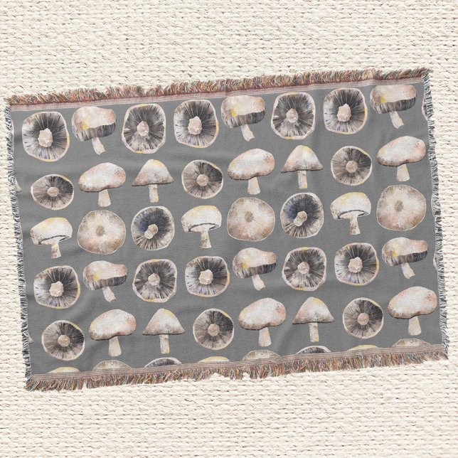 Mushroom Watercolor Decke (Mushroom watercolor art throw blanket)