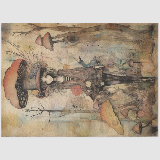 Mushroom Whimsical Fairy Spring Forest No2 Seidenpapier (Vorderseite)