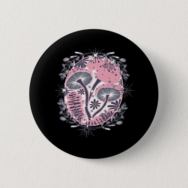 Mushroom Whimsigoth Art Design Classic Button (Vorderseite)
