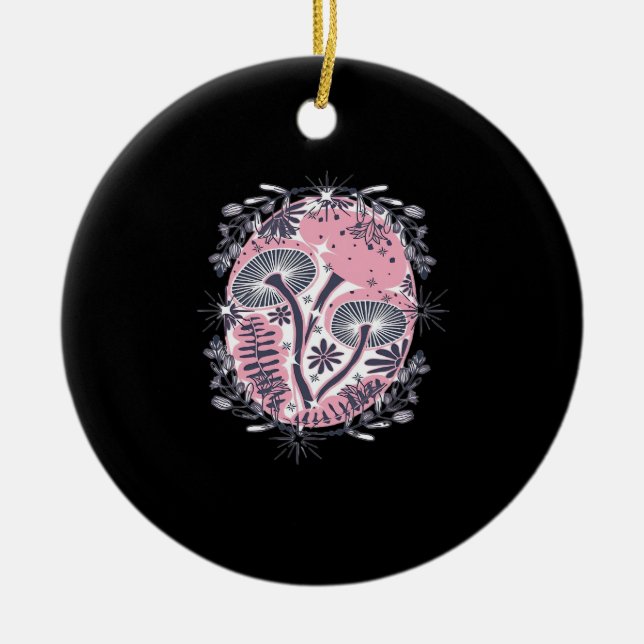 Mushroom Whimsigoth Art Design Classic Keramik Ornament (Vorne)