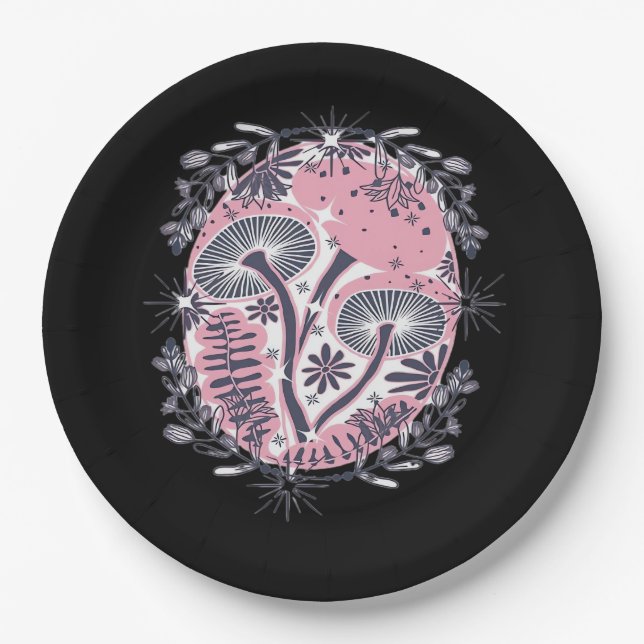 Mushroom Whimsigoth Art Design Classic Pappteller (Vorderseite)