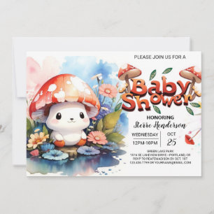 Mushroom Wonderland Gender-Neutral Baby Dusche Einladung