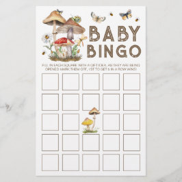 Mushroom Woodland Babydusche Bingokarte | whimsic