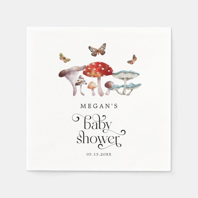 Mushroom Woodland Forest Baby Dusche Serviette (Vorderseite)