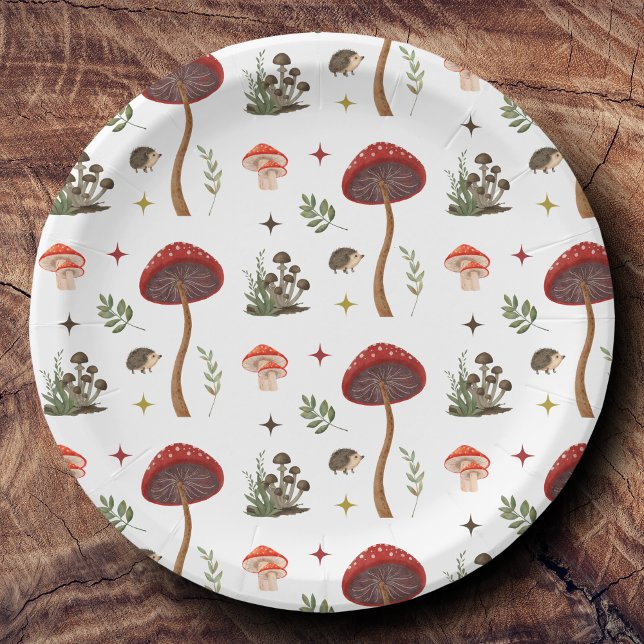 Mushroom Woodland Forest Fairy Muster Kernstück Pappteller (Mushroom Pattern Plate)