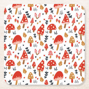 Mushroom Woodland Kathrin Legg Red Mushroom Party Rechteckiger Pappuntersetzer