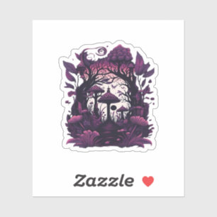 Mushroom Woods Whimsigoth Witchy Screenprint Desig Aufkleber