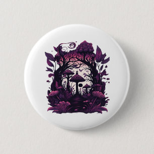 Mushroom Woods Whimsigoth Witchy Screenprint Desig Button