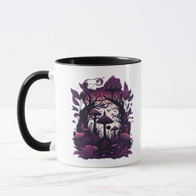 Mushroom Woods Whimsigoth Witchy Screenprint Desig Tasse (Links)