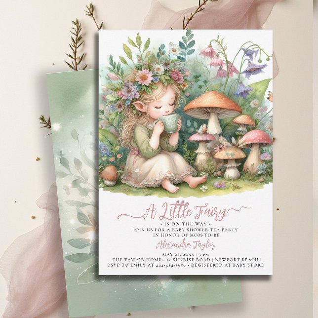 Mushrooms Baby Girl Dusche Wildblumen Fairy Tee Einladung (enchanted garden baby shower invitation tea party fairytale fairy greenery woodland mushrooms)