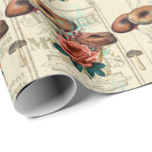 Mushrooms Brown Woodland Antike Rose Journal Geschenkpapier