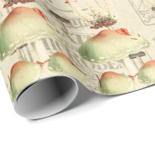 Mushrooms Gold Woodland Antikes Journal Geschenkpapier