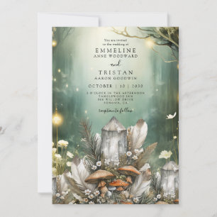 Mushrooms Hochzeit von verzauberten Waldkristallen Einladung