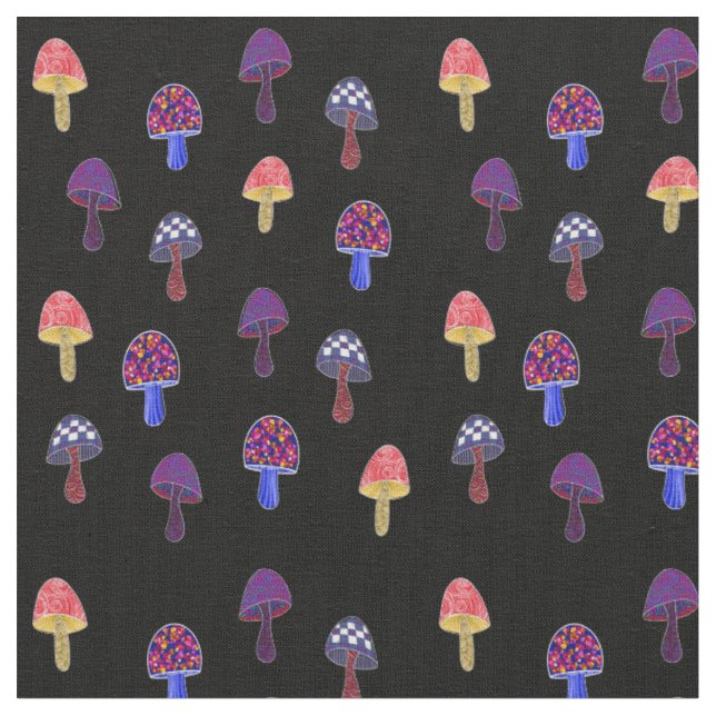 Mushrooms in Wonderland 2 Stoff (Nahaufnahme)