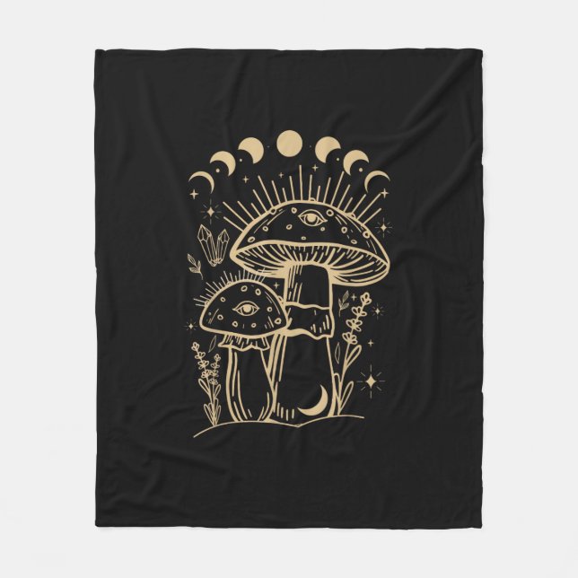 Mushrooms & Minimalism Cottage  Aesthetic Goblinco Fleecedecke (Vorderseite)