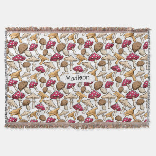 Mushrooms Pattern individuelle Name werfen Decke