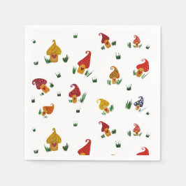 Mushrooms White Standard Cocktail Papier Napkins Serviette