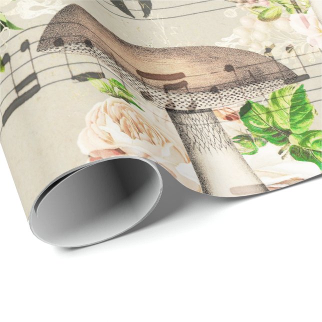 Mushrooms Woodland Antike Boletus Musiknoten Geschenkpapier (Rolleneckpunkt)