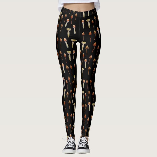 MushroomsPsychedelic Pflanzen-Kunst Leggings (Vorderseite)