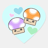 Mushy Puffs Pilz Kawaii Herz Aufkleber