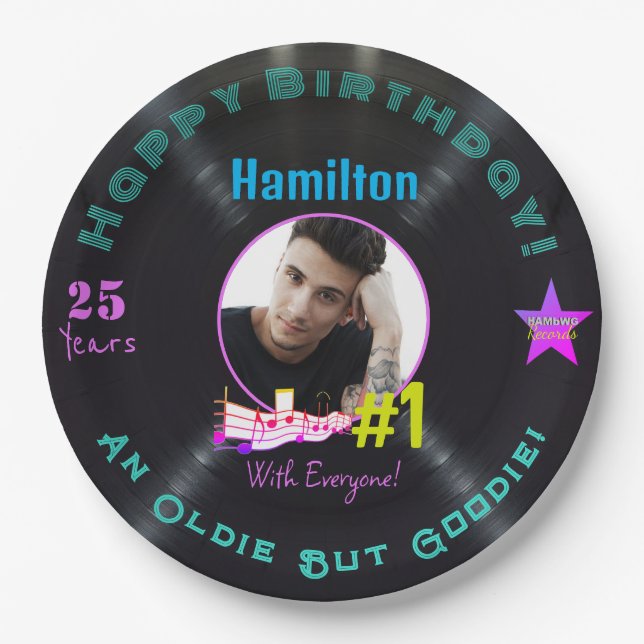 Music Album Birthday Paper Plate - HAMbWG Pappteller (Vorderseite)